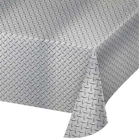 CREATIVE CONVERTING Diamond Plate Plastic Tablecloth, 108"x54", 6PK 341004